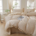 mixinni Beige Floral Duvet Cover Twin Size, 100% Cotton Cute Strawberry Floral by mixinni