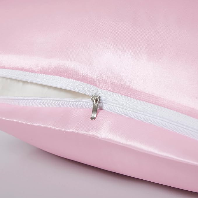 Satin Pillowcases with Zipper （20x36）, King Size Pillowcases Set of 2 - Image 4