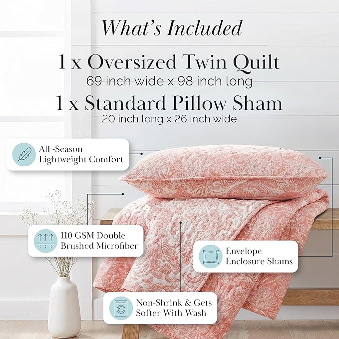 Southshore Fine Living, Inc. Twin XL Quilt Bedding Set, Boho Coverlet, - Image 2