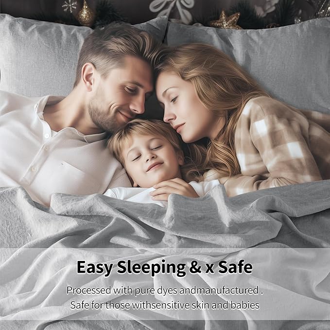 LBRO2M 100% Pure Linen Sheet Set Deep Pocket Up to 16" Bed Sheets Sets - Image 6