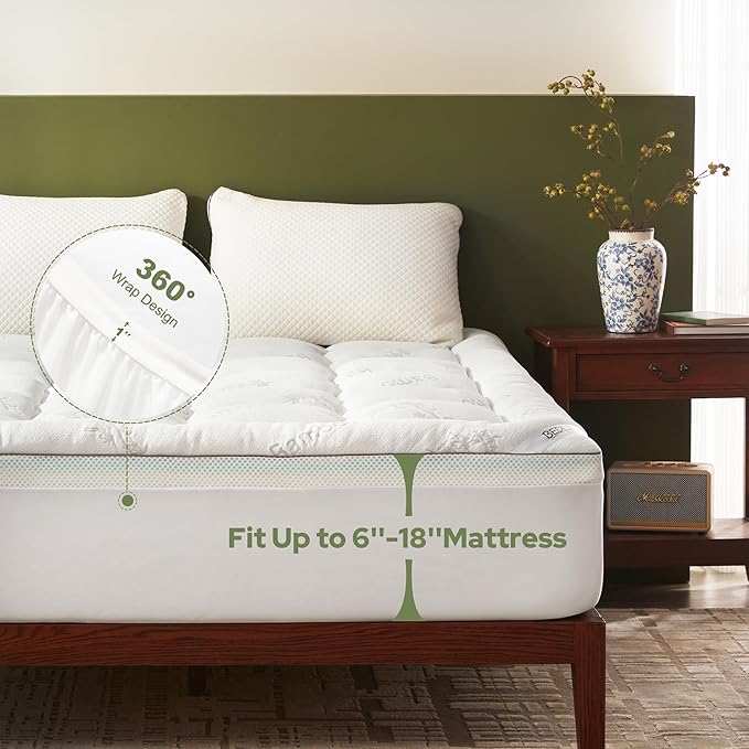 BEDLORE California King Memory Foam Mattress Topper 4 Inch, 2-in-1 Dual Layer - Image 5