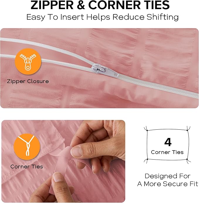 Cozyide Pink Duvet Cover King Size, 3 Pieces Bedding Duvet Covers, Soft - Image 5