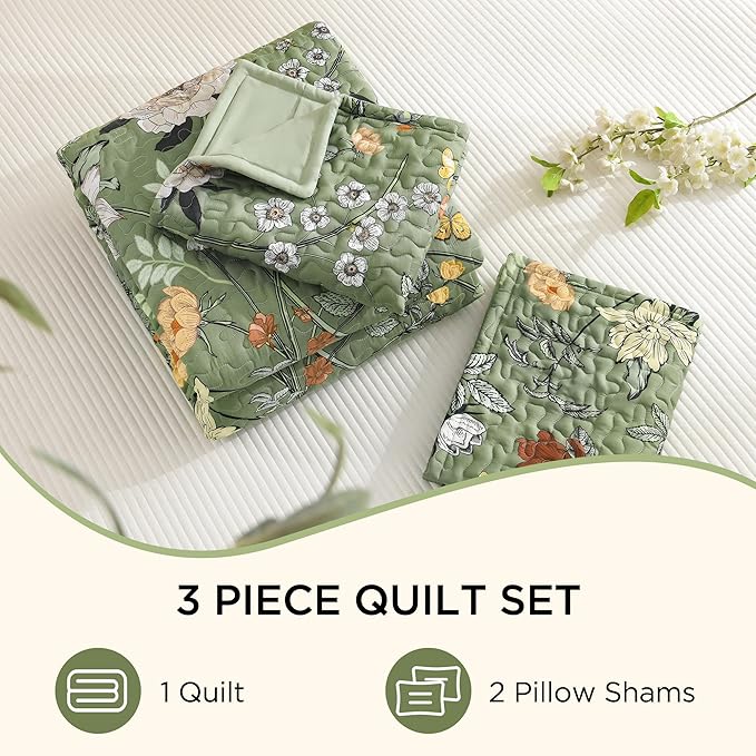 Litanika Floral Green Quilt California King Size - Image 8