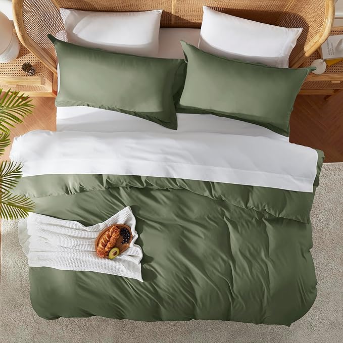 Nestl Olive Green California King Duvet Cover Sets - Image 5