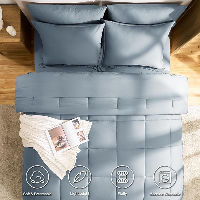 CozyLux Full Size Comforter Sets Grayish Blue - Image 2