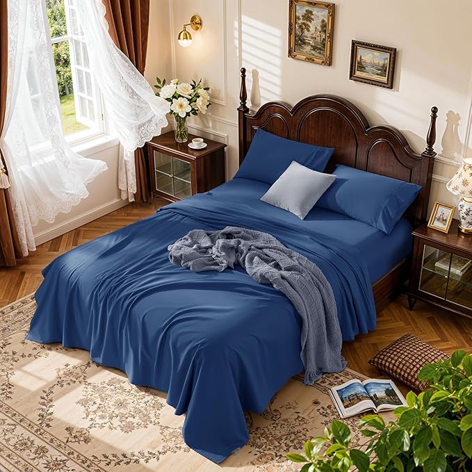 LBRO2M 100% Cotton Sheets Set Deep Pocket 19", 1000 Thread Count King Size 4 by LBRO2MBedding