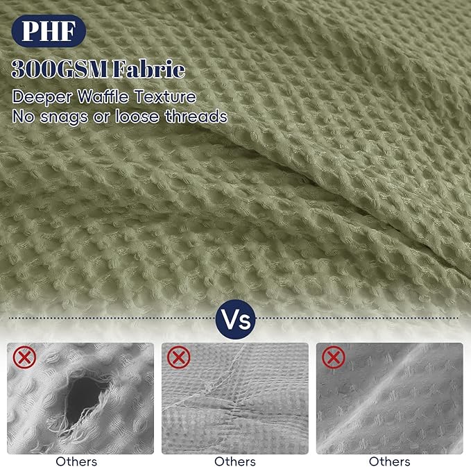 PHF Waffle Duvet Cover Set California King, No Snagging Ultra Soft Luxury - Image 3