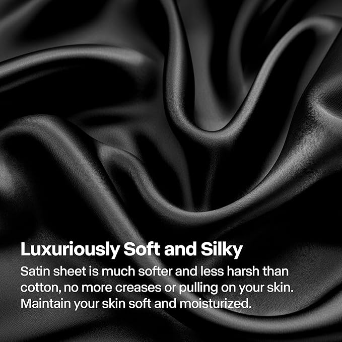 BEDELITE Satin Fitted Sheet and Pillowcases Set, Luxury Soft Similar to Silk - Image 3