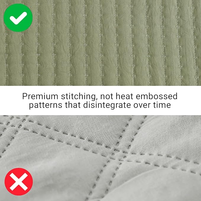 WRENSONGE Queen Quilt-3 Pieces Lightweight Bedspreads Olive Green Queen Size - Image 3