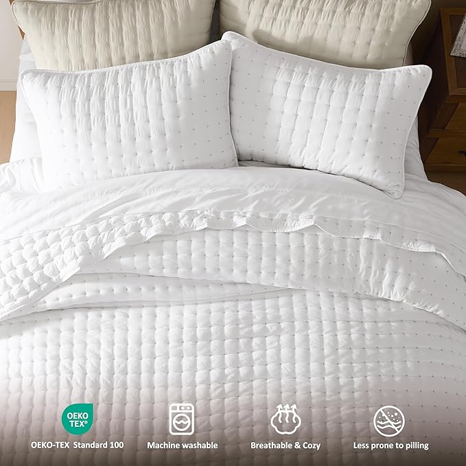 WDCOZY White Queen Size Quilt Bedding Sets - Image 6
