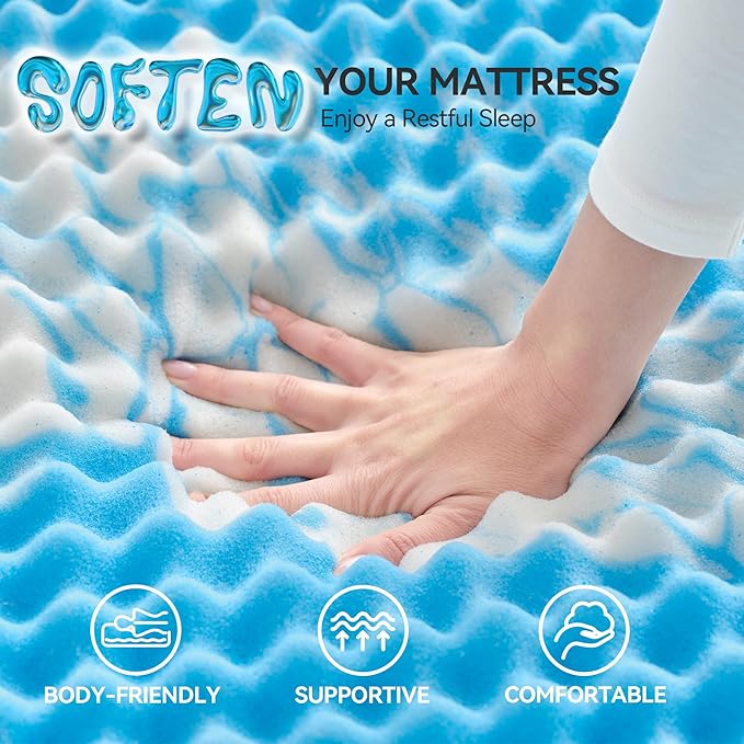 SINWEEK 2 Inch Egg Crate Memory Foam Mattress Topper Full Size, Soft Mattress - Image 5