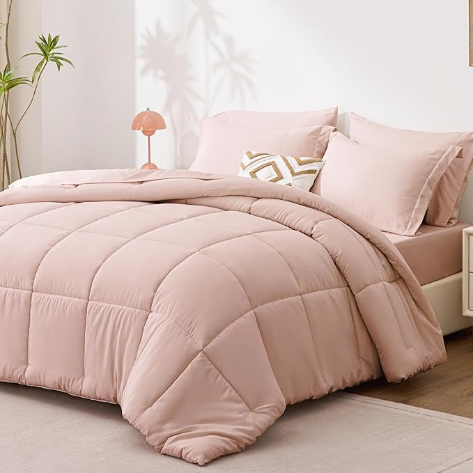 Love's cabin California King Comforter Set Blush Pink, 7 Pieces California King - Image 2