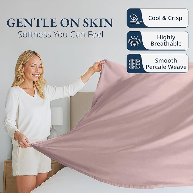 Lane Linen 100% Organic Cotton Queen Size Flat Sheet Only - Image 3