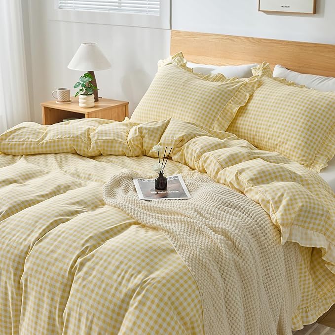 Gingham Duvet Cover Twin Size, 2 Pieces Soft Breathable Microfiber Plaid - Image 6