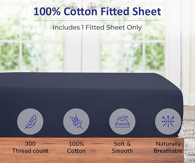 ROYALE LINENS 300 Thread Count 100% Long Staple Combed Cotton Fitted Sheet Twin - Image 4
