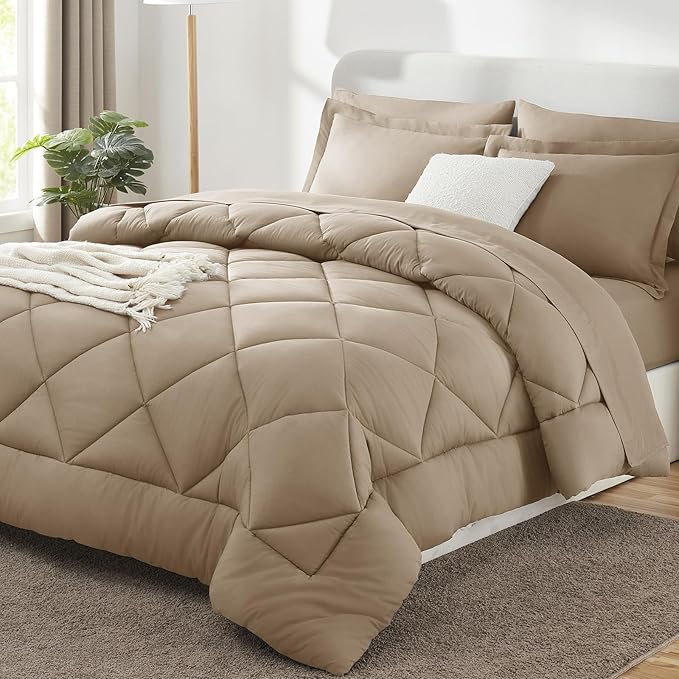 CozyLux Full Size Comforter Sets Taupe by CozyLux