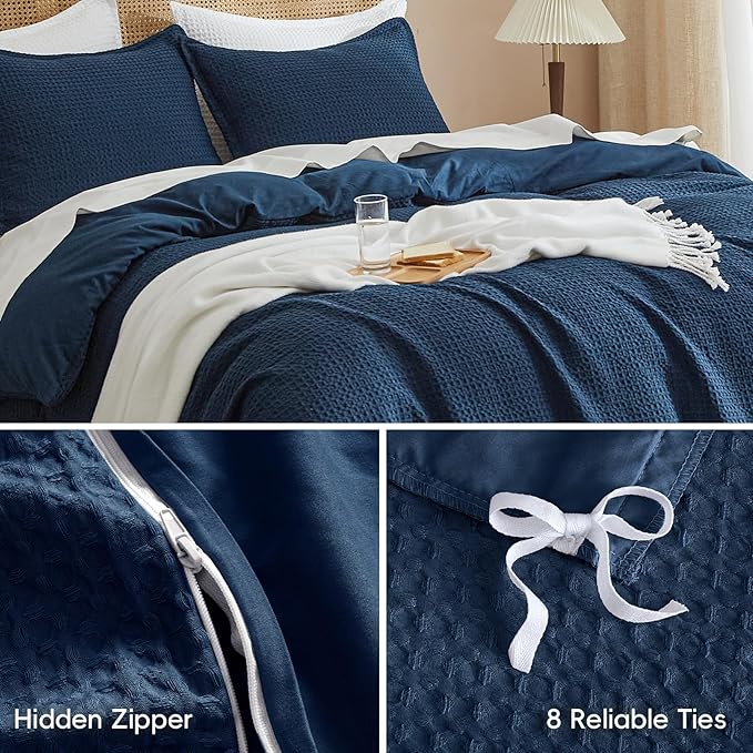 PHF Waffle Weave Duvet Cover California King, No Snagging Ultra Soft Luxury - Image 5