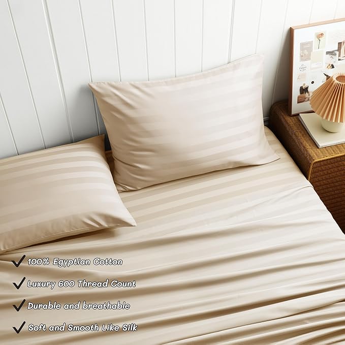 Cotton Flat Sheets Only, 600 TC 100% Cotton Flat Sheet Top Sheet Only, King - Image 2