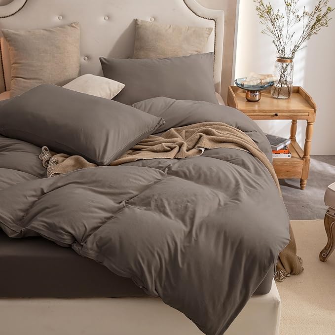 PURE ERA Jersey Knit Duvet Cover Set 100% T-Shirt Cotton Super Soft Comfy 3pc - Image 3