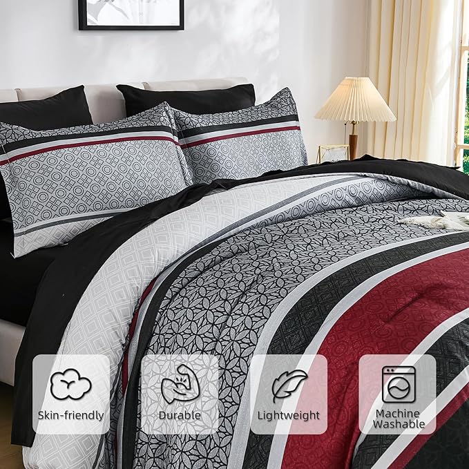 WONGS BEDDING 7 Pieces Comforter Set Queen Size - Image 4