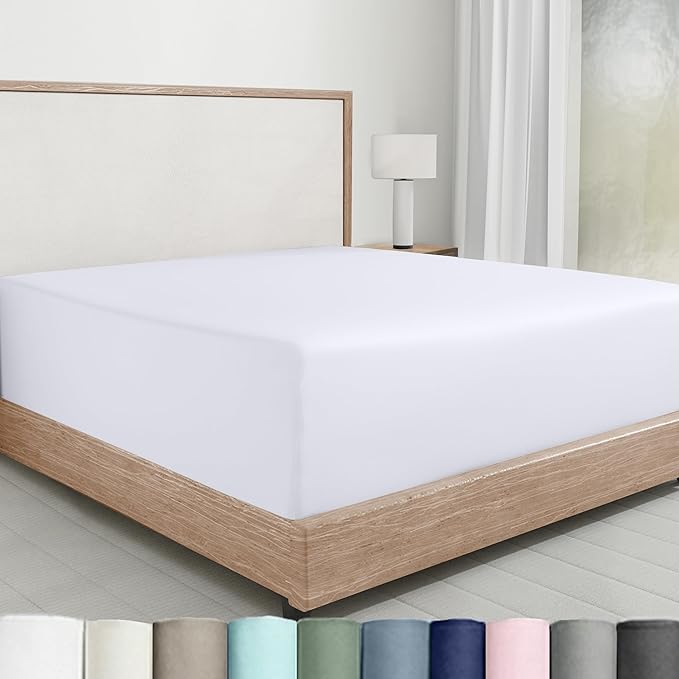 California Design Den 100% Cotton Fitted Sheet Queen Size, Deep Pocket by CaliforniaDesignDen