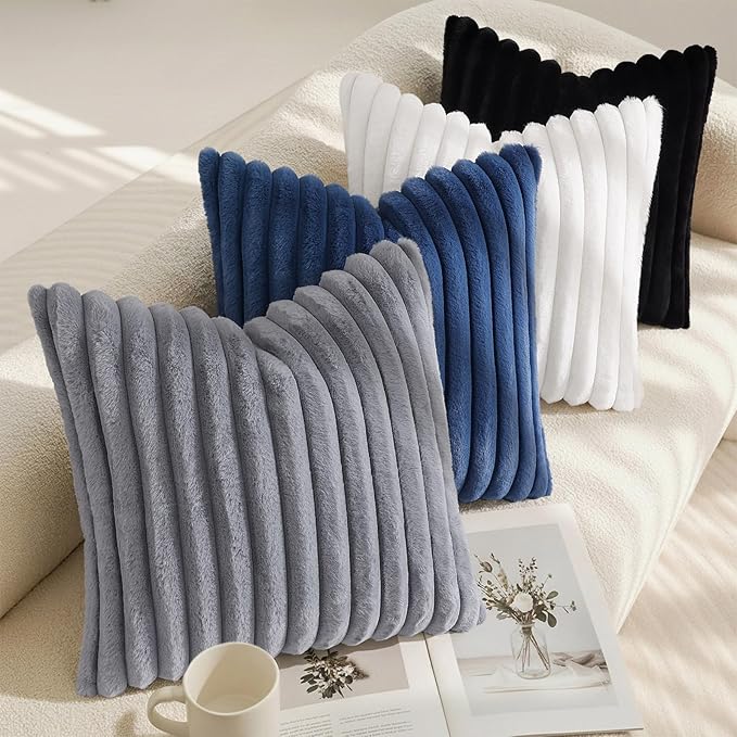 decorUhome Cozy Faux Fur Throw Pillow Covers 22x22 Set of 2 Decorative Soft - Image 7