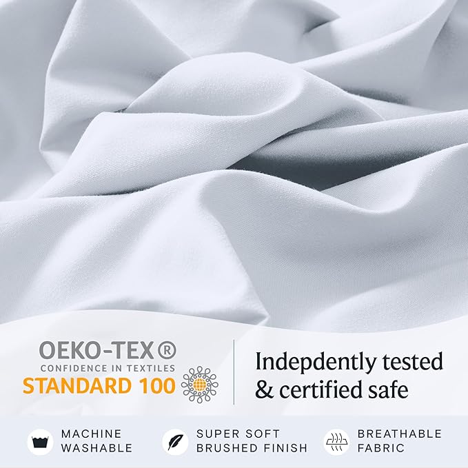 LuxClub 3 PC Twin Sheet Set, Deep Pockets Wrinkle Free Cooling Bed Sheets Hotel - Image 5