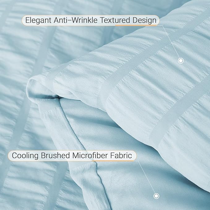 MUXHOMO 5 Pieces Twin XL Comforter Set, Seersucker Bed in a Bag Twin XL Size - Image 6