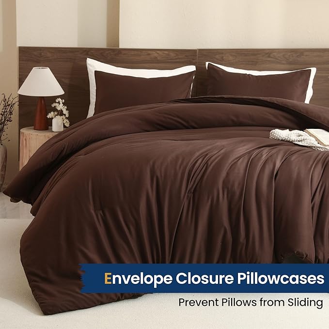 Paxrac Earthy Brown Comforter Queen Size, Neutral 3 Pieces Comforter Set - Image 5