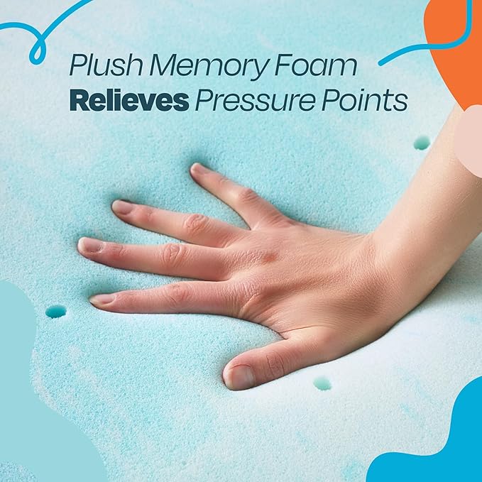 Linenspa 4 Inch Swirl Gel Memory Foam Mattress Topper, Full Size – Cooling Gel - Image 3