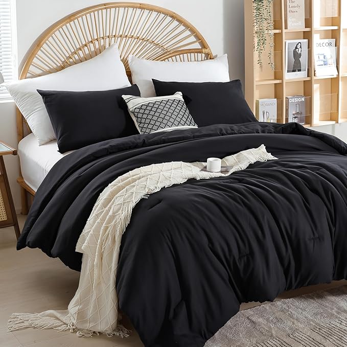 weigelia Full Size Comforter Sets Modern 3PCS Microfiber Black Comforter Full - Image 7