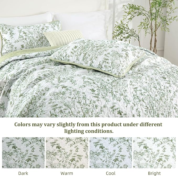 WONGS BEDDING Quilt King Size, Sage Green Quilt Bedding Set - Image 6
