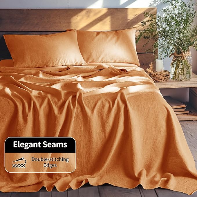 LBRO2M 100% Pure Linen Sheet Set Deep Pocket Up to 16" Bed Sheets Sets - Image 7