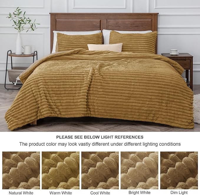 BEDELITE Fleece Queen Comforter Set -Super Soft & Warm Fluffy Brown Bedding - Image 8