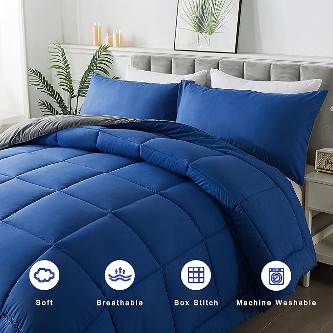DOWNCOOL Blue/Grey Full Size Comforter Set - Image 3