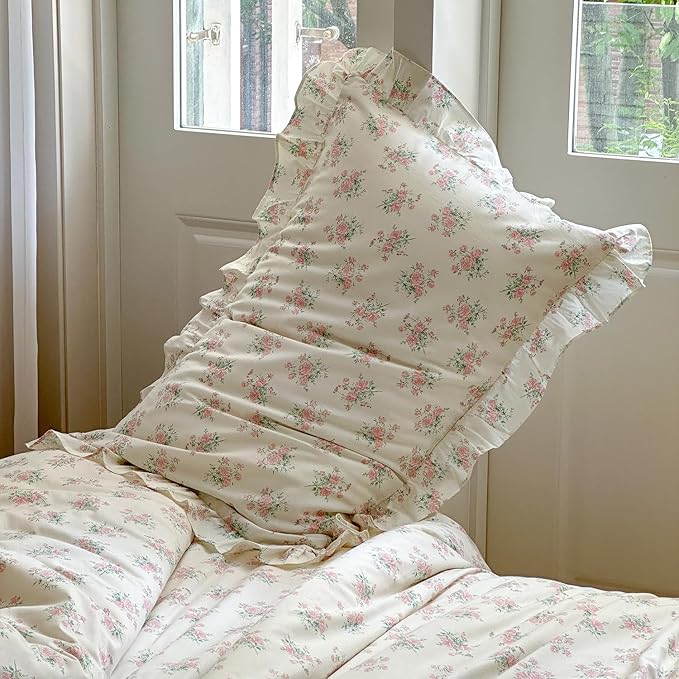 mixinni Pink Floral Duvet Cover Set King Size - Image 6