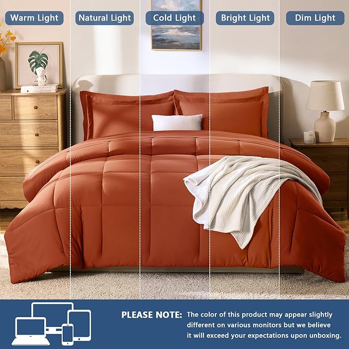 CozyLux Full Size Comforter Sets Terracotta - Image 7