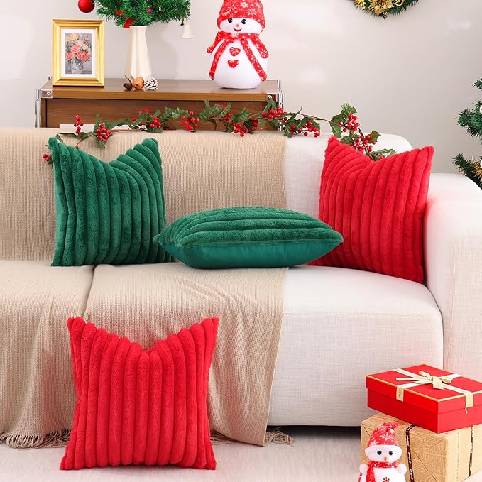 Pallene Faux Fur Plush Christmas Throw Pillow Covers 18x18 Set of 2, Luxury - Image 7