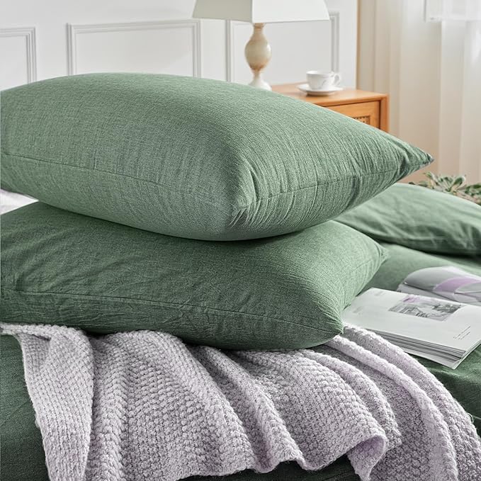 NEXHOME PRO Duvet Cover Queen 100% Washed Cotton, Organic Natural Linen Like - Image 5