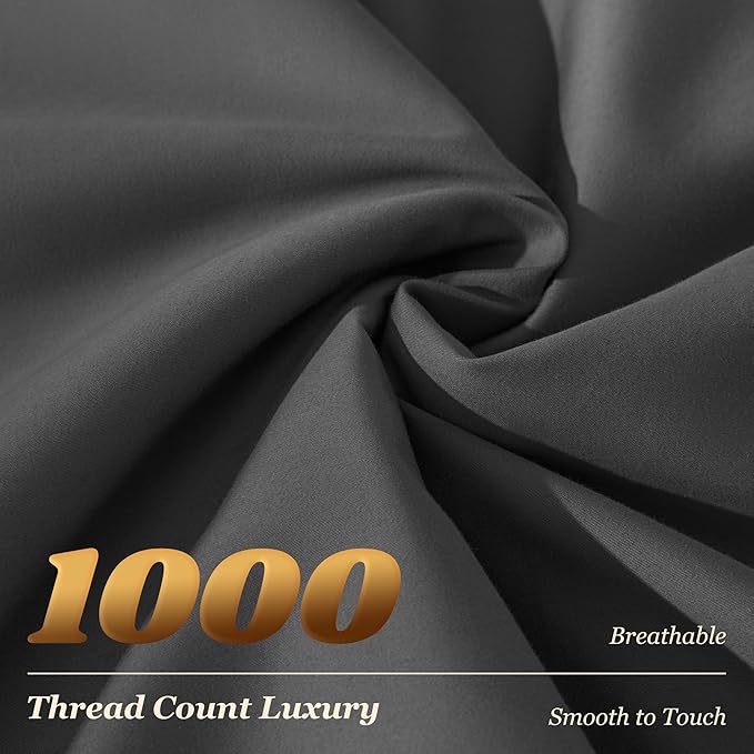 LBRO2M 100% Cotton Sheets Set Deep Pocket 19", 1000 Thread Count Full Size 4 - Image 4