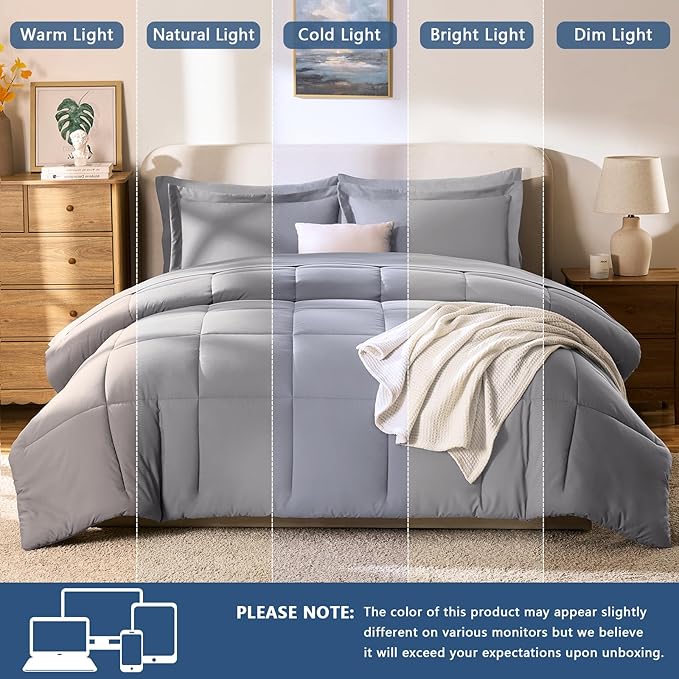 CozyLux Full Size Comforter Sets Grey - Image 7