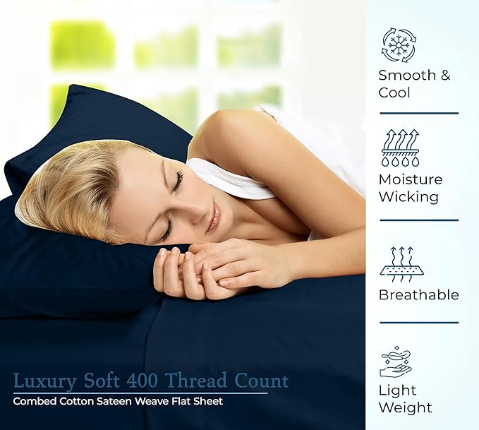 400 Thread Count 100% American Grown Cotton Flat Sheet - Image 5
