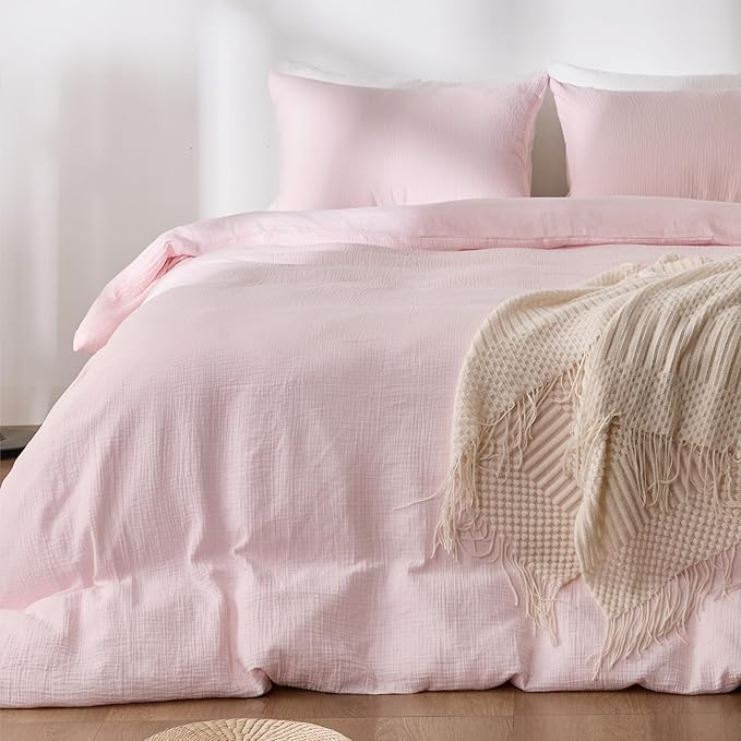 RRENEWROOTS Pink Twin Duvet Cover, 100% Sandwashed Cotton Soft Twin Size Duvet by Unknown