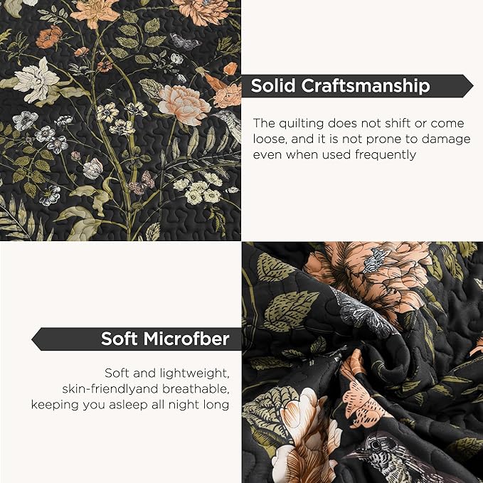 Litanika Floral Black Quilt Queen Size - Image 6