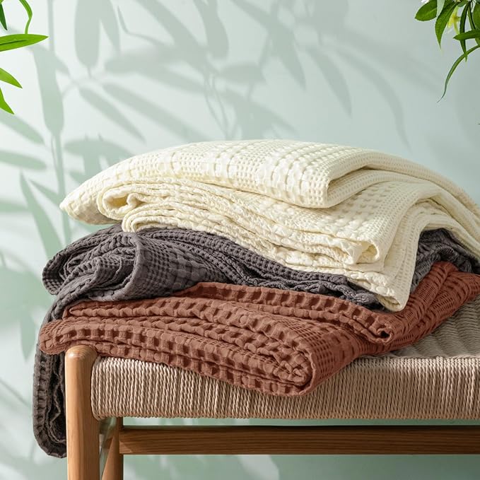 PHF Cooling Waffle Blanket Twin Size, Lightweight 60% Rayon from Bamboo & 40% - Image 6