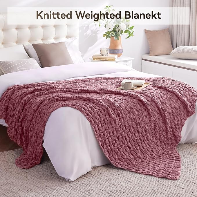 Knitted Weighted Blanket for Adults, Breathable Chunky Knit, Cooling for Hot - Image 6