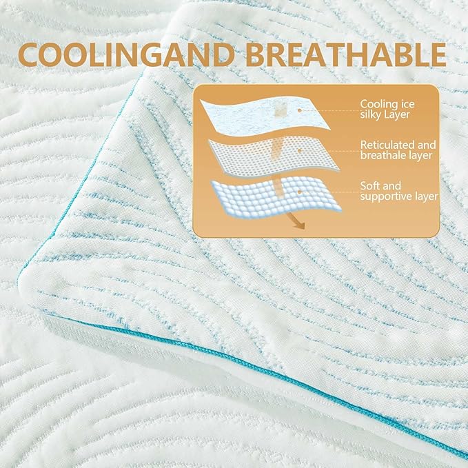 Pillows King Size Set of 2 Cooling Memory Foam Pillows - Image 7