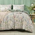 MKXI Wildflower Duvet Cover Set Sage Green Spring Floral Bedding Set Rustic by MKXI