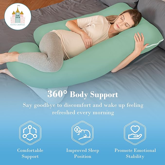 Cute Castle Cooling Cover Pregnancy Pillows, Soft U-Shape Maternity Pillow - Image 5