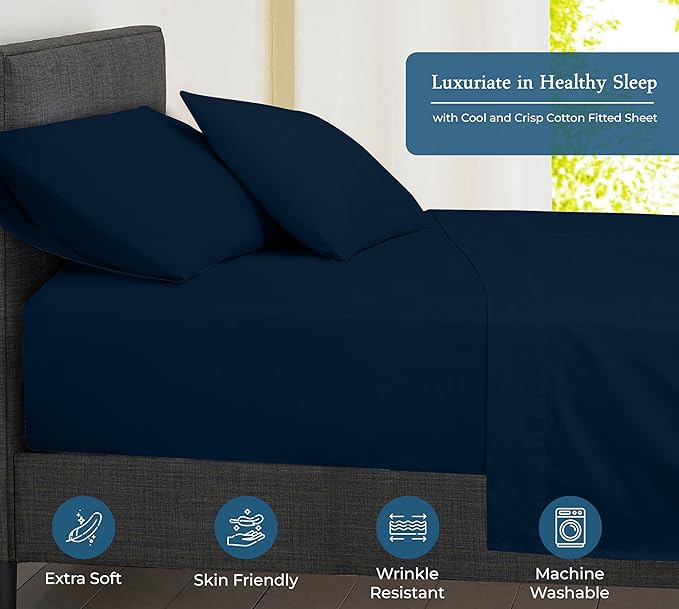 Royale Linens 400 Thread Count 100% American Grown Cotton Fitted Sheet Full Size - Image 3